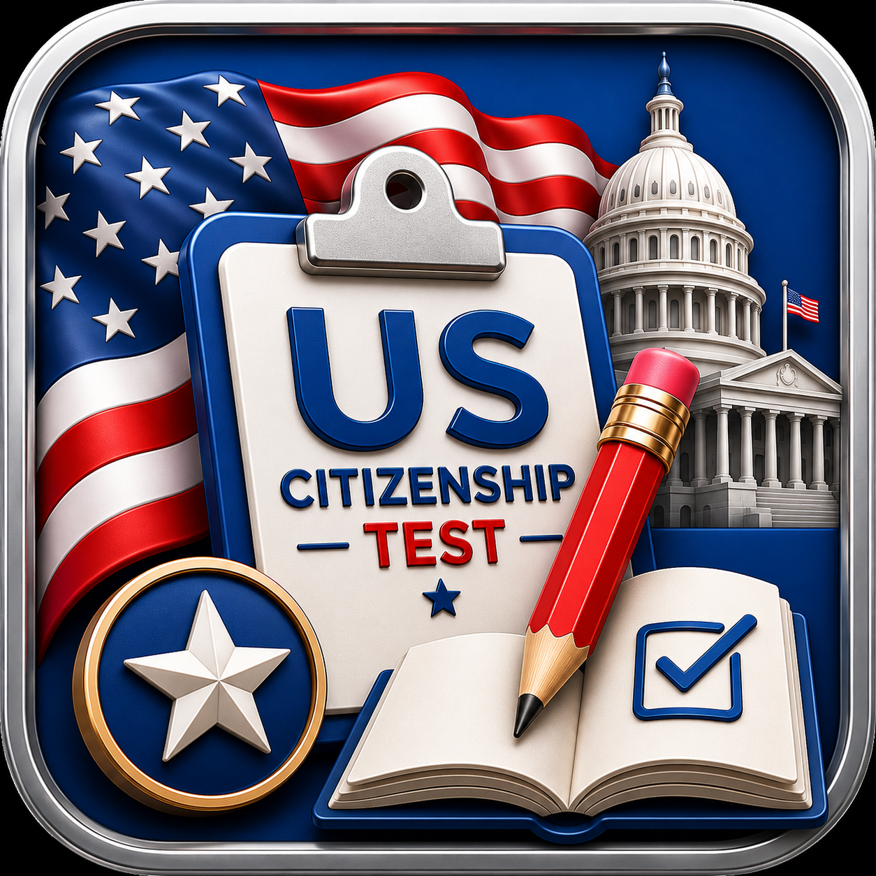 US Citizenship Prep Master App Icon